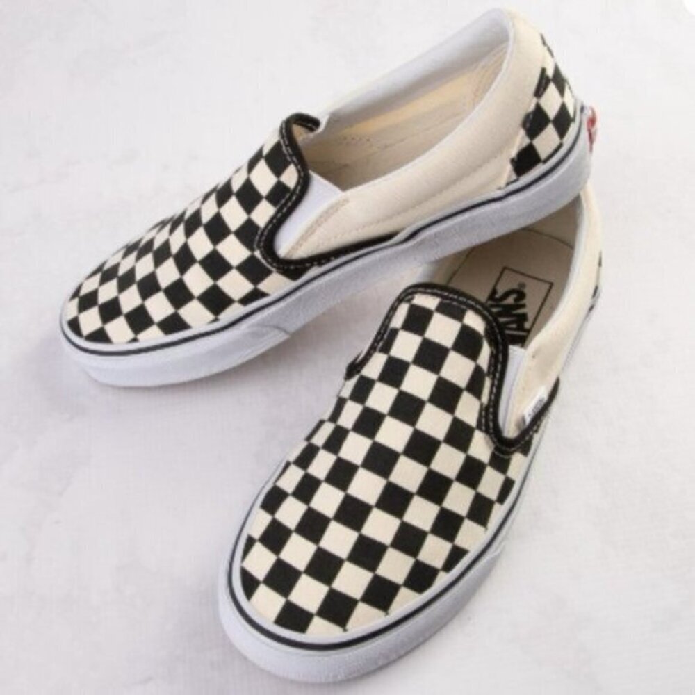 Vans Black/Ecru Classic Checkerboard Slip-on Sneakers - 5.5-6US